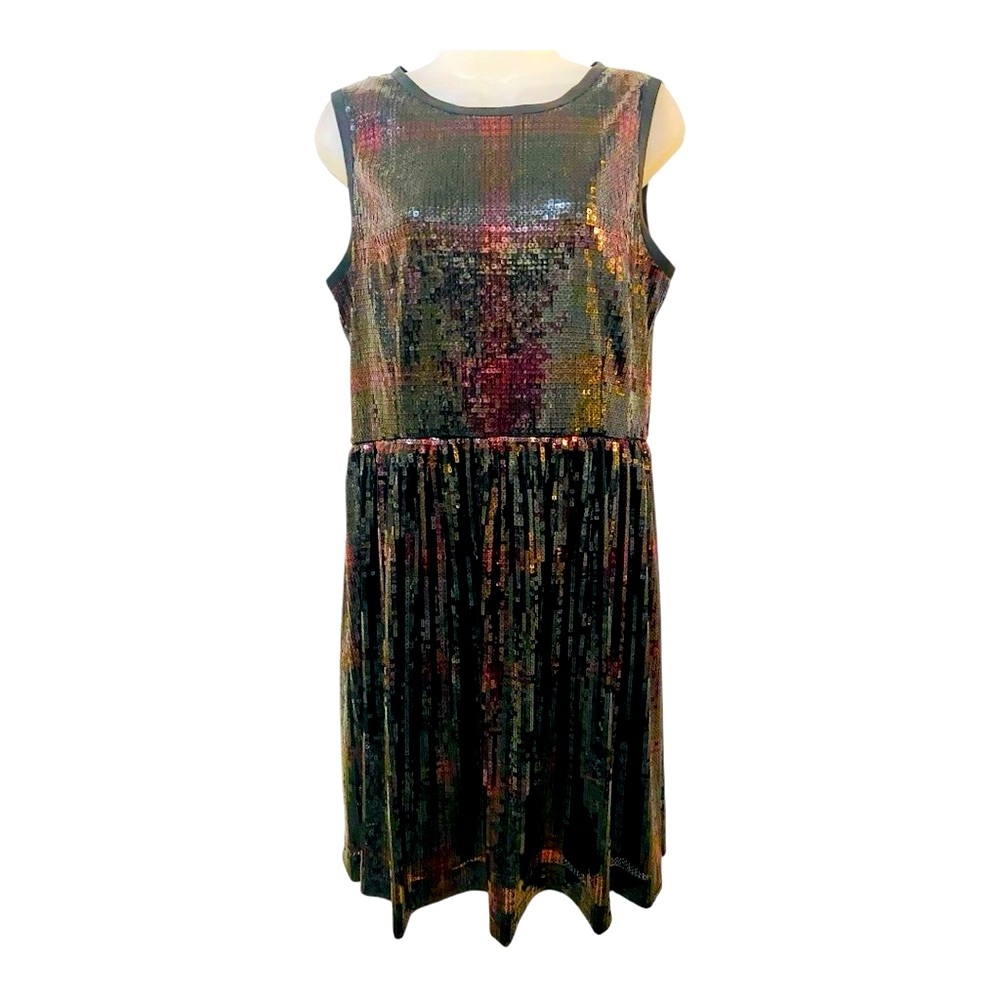 Brooks Brothers Sequin Red Black Plaid Midi Holiday Party Dress 10